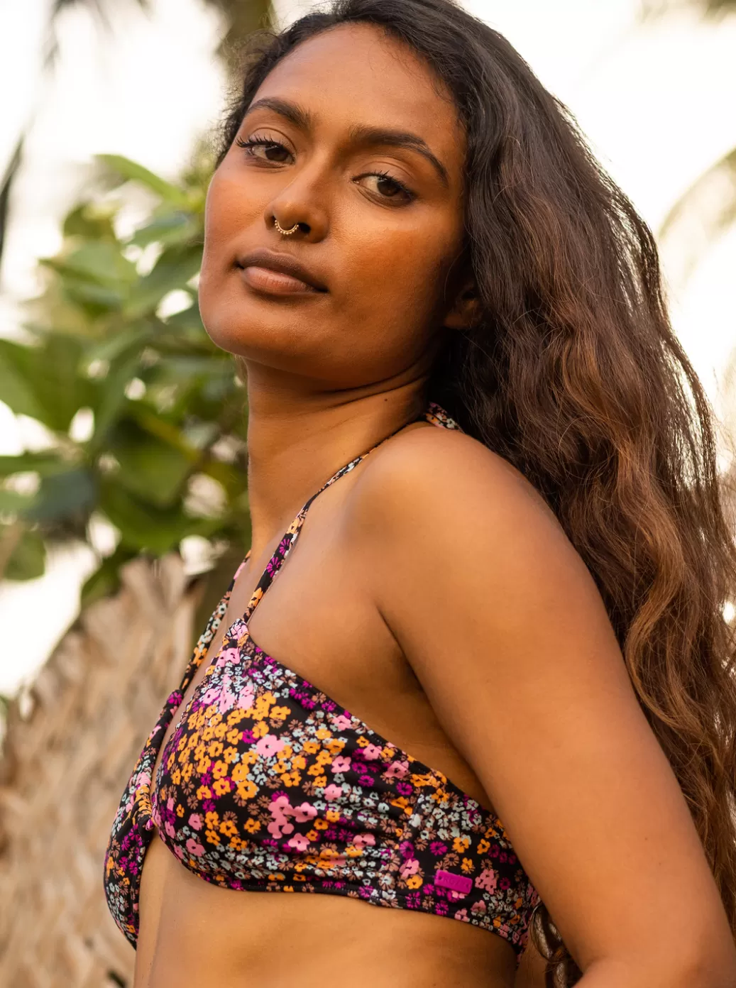 Bikini Tops | Bikinis | WOMEN ROXY Printed Beach Classics Triangle Bikini Top Anthracite Floral Daze