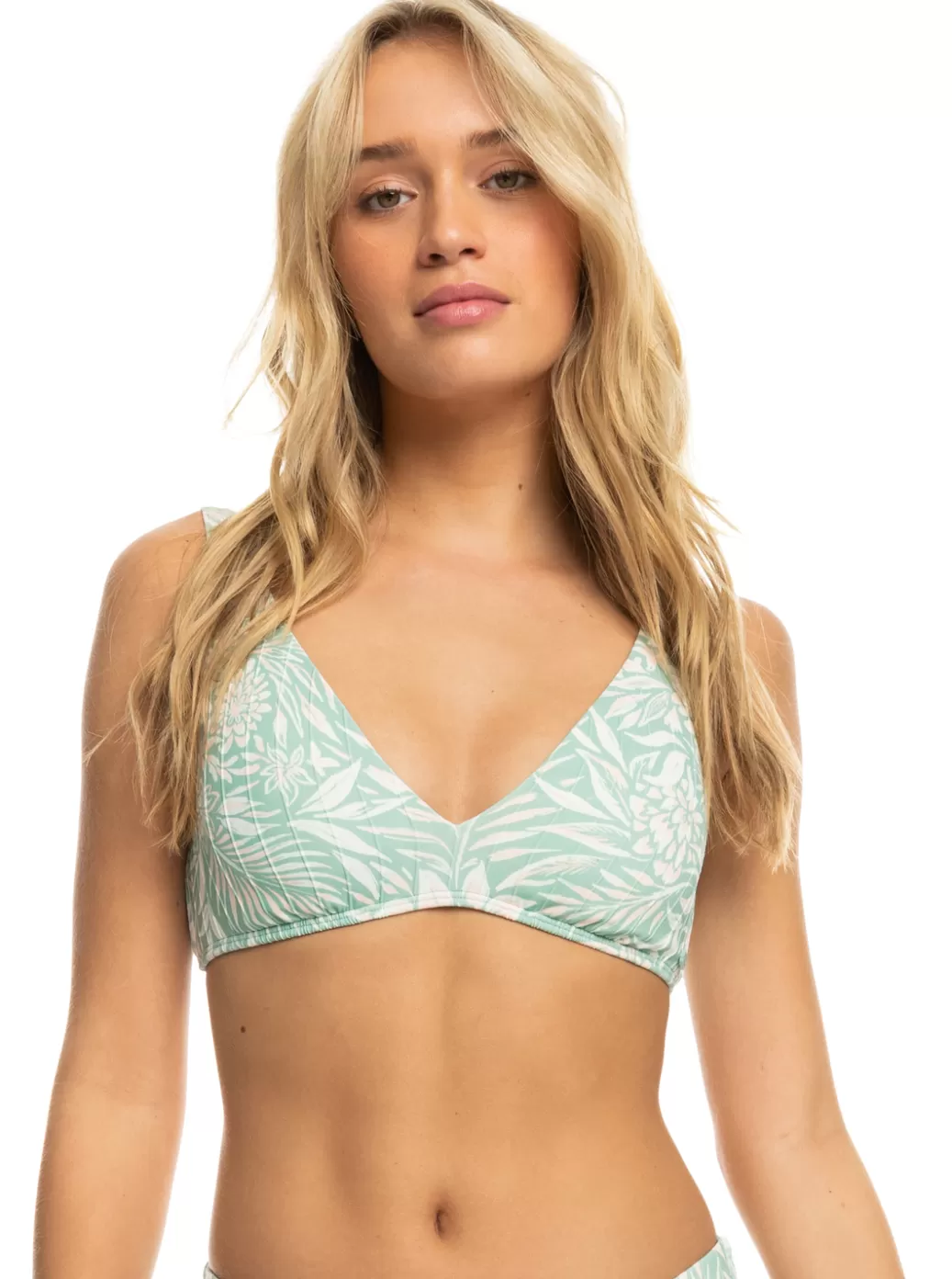 Bikini Tops | Bikinis | WOMEN ROXY Rib Love The Oceana V-Neck Bikini Top Blue Surf Planao Apparel