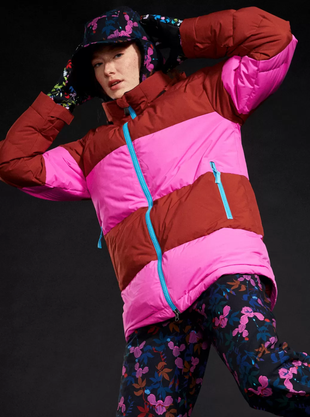 Snow Jackets | WOMEN ROXY ROWLEY X Block Puffer Technical Snow Jacket Burnt Henna
