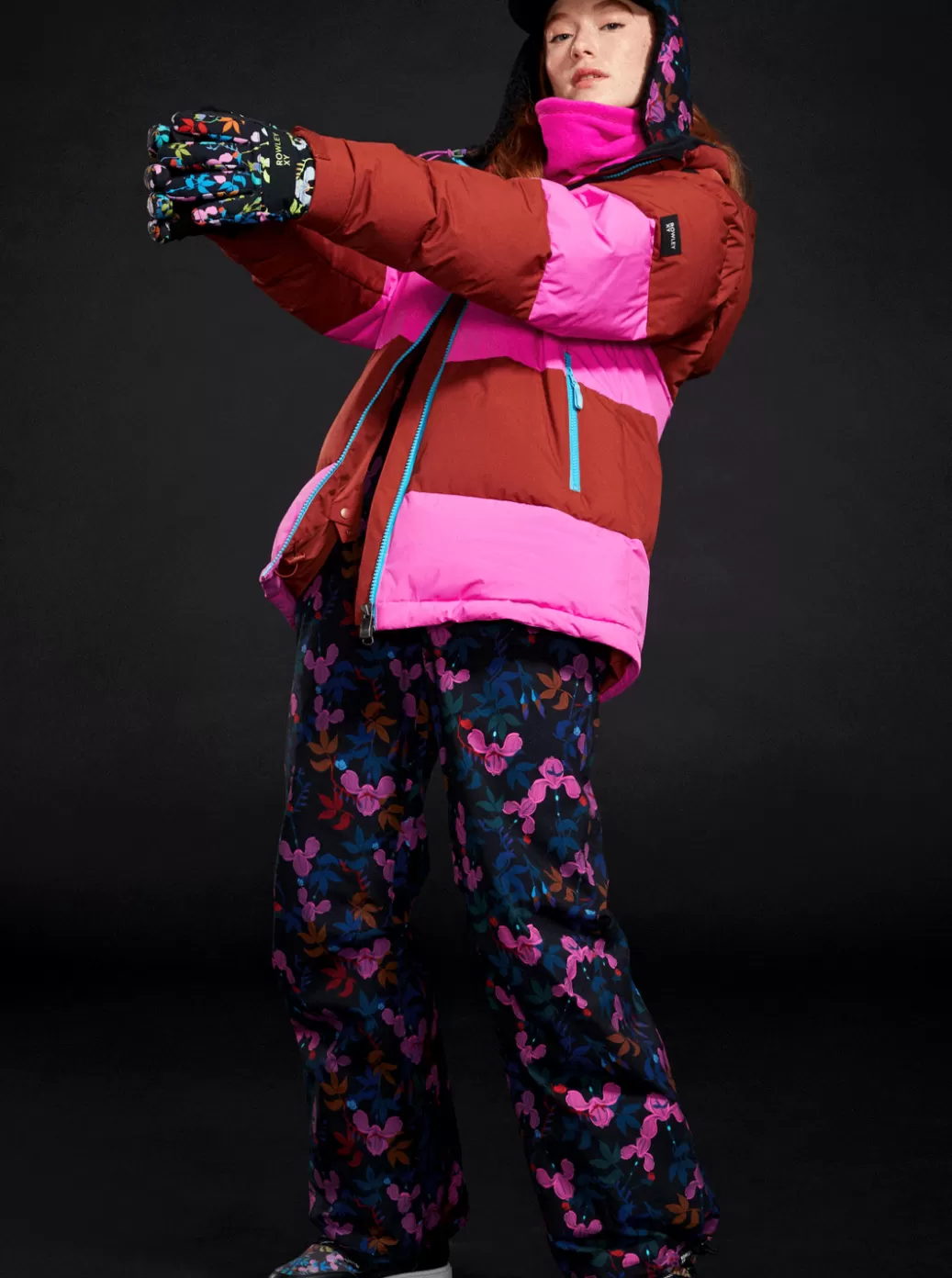 Snow Jackets | WOMEN ROXY ROWLEY X Block Puffer Technical Snow Jacket Burnt Henna