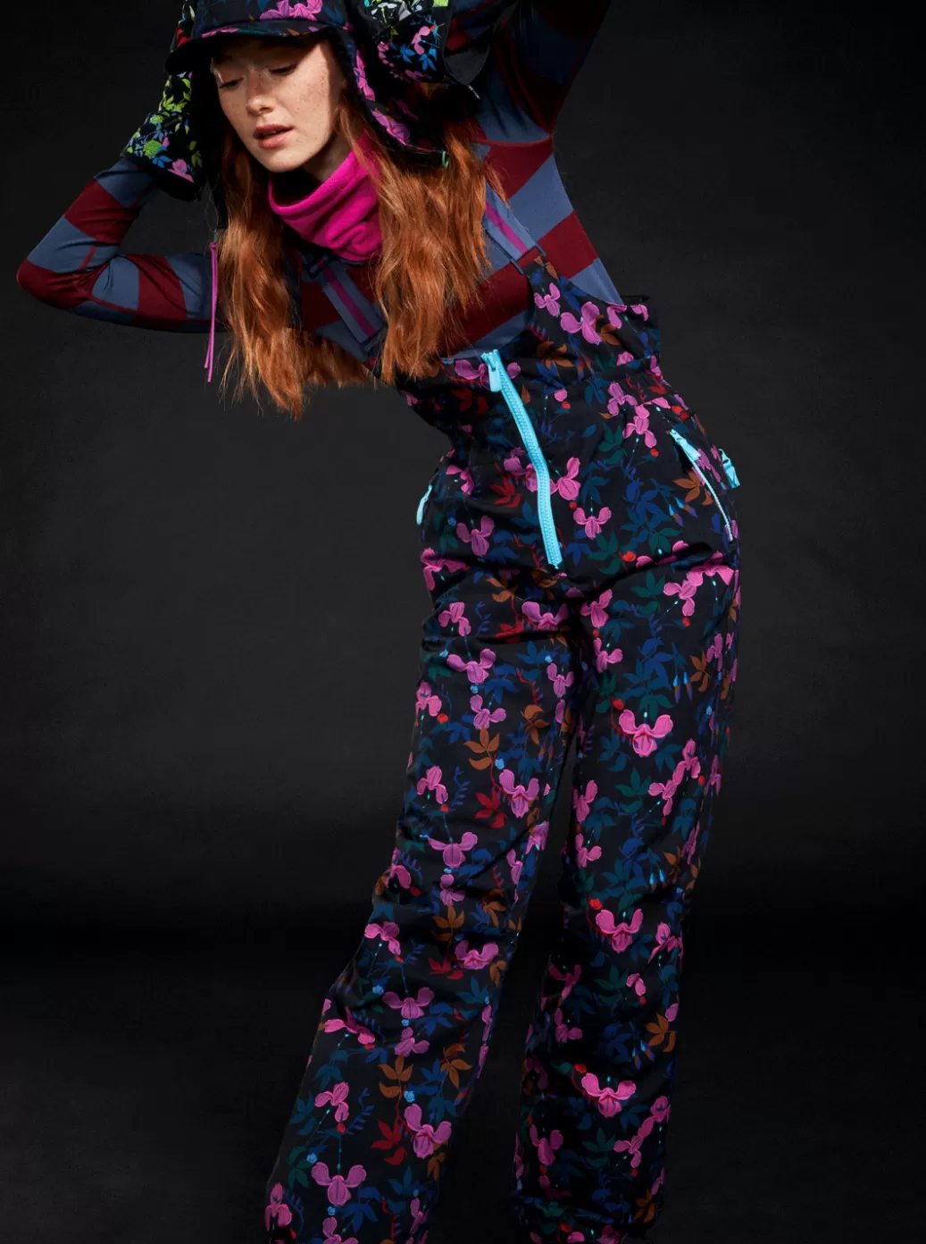 Snow Pants | WOMEN ROXY ROWLEY X Insulated Technical Snow Bib Pants True Black Darkreds Floral