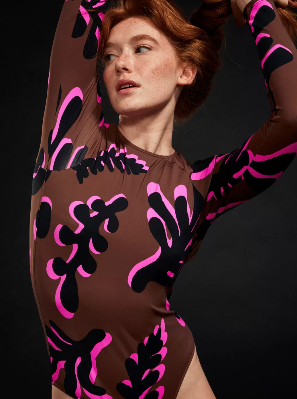 Rashguards | WOMEN ROXY ROWLEY X Long Sleeve One-Piece Swimsuit Cr Downtown Brown Leaf