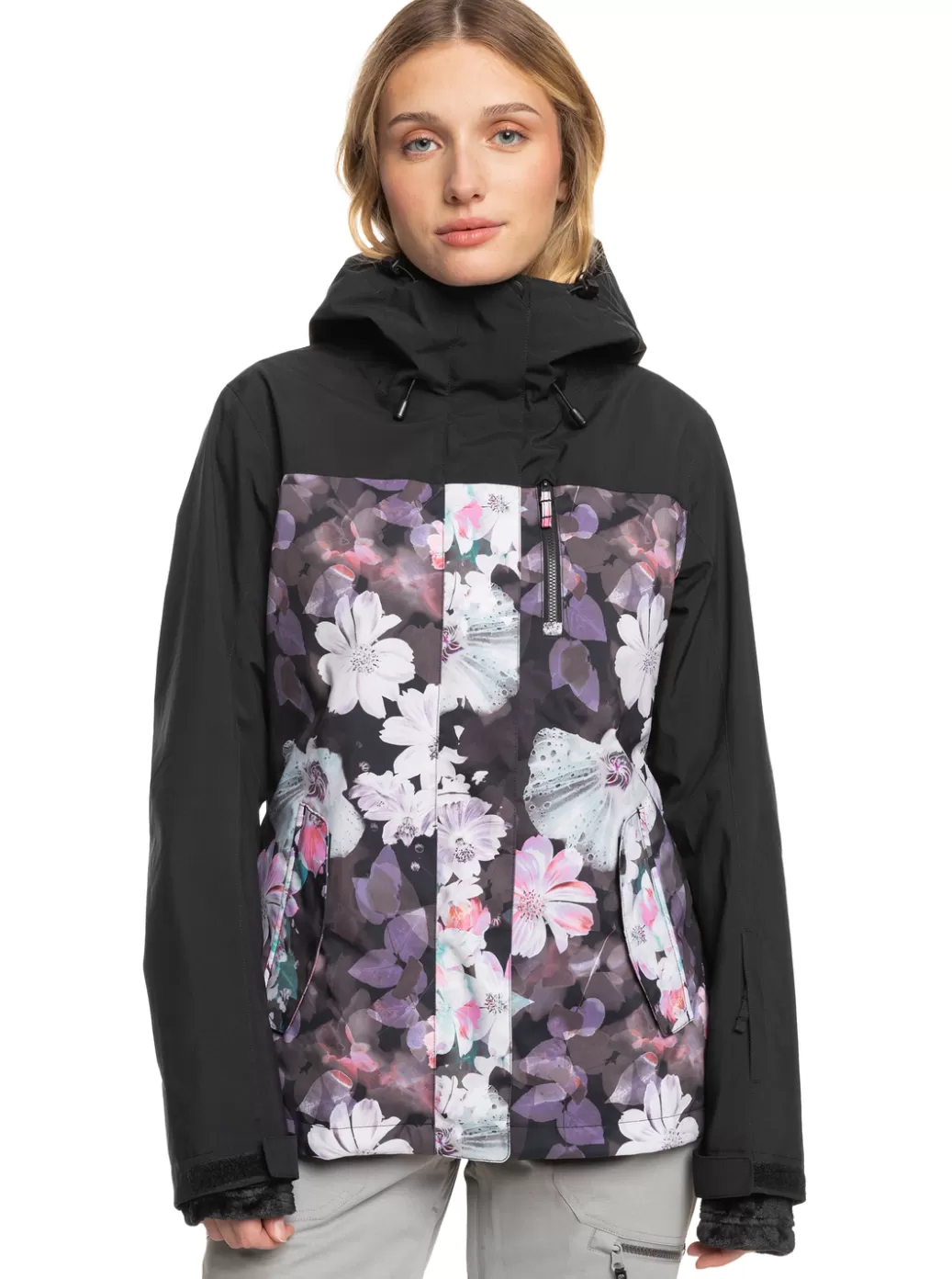 Snow Jackets | WOMEN ROXY Jetty 3-in-1 Technical Snow Jacket True Black Blurry Flower