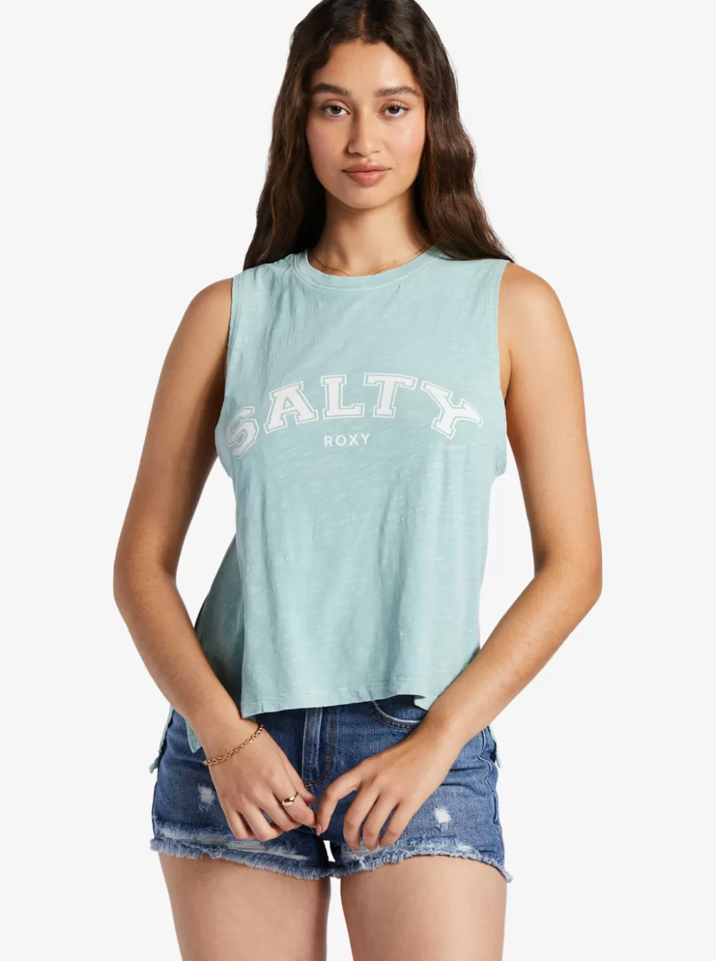 Tees & Tanks | Tops | WOMEN ROXY Salty Sleeveless Muscle T-Shirt Blue Surf