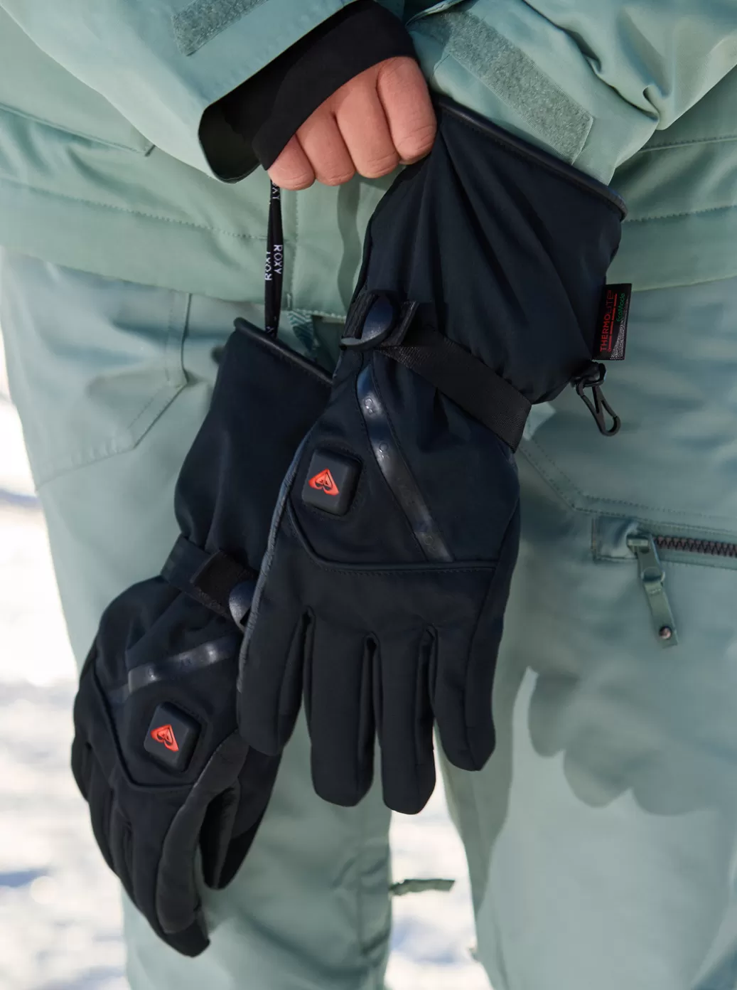 Snow Accessories | WOMEN ROXY Sierra WARMLINK Technical Heated Snow Gloves True Black
