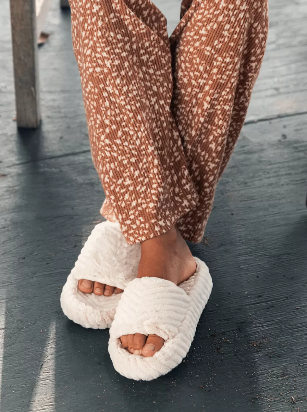 Sandals | WOMEN ROXY Slippy Faux Fur Slide Sandals Off White