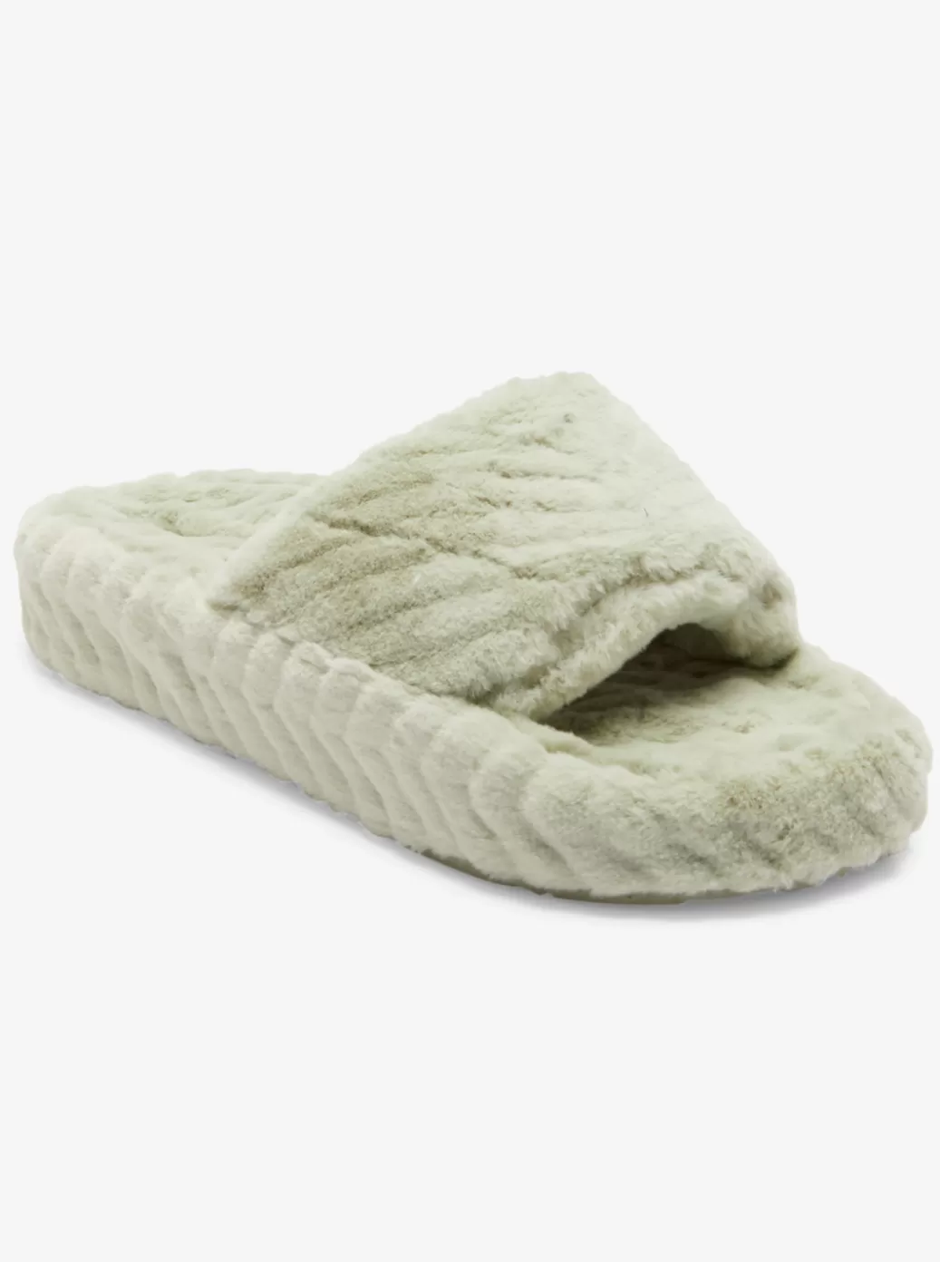 Sandals | WOMEN ROXY Slippy Faux Fur Slide Sandals Lt Sage
