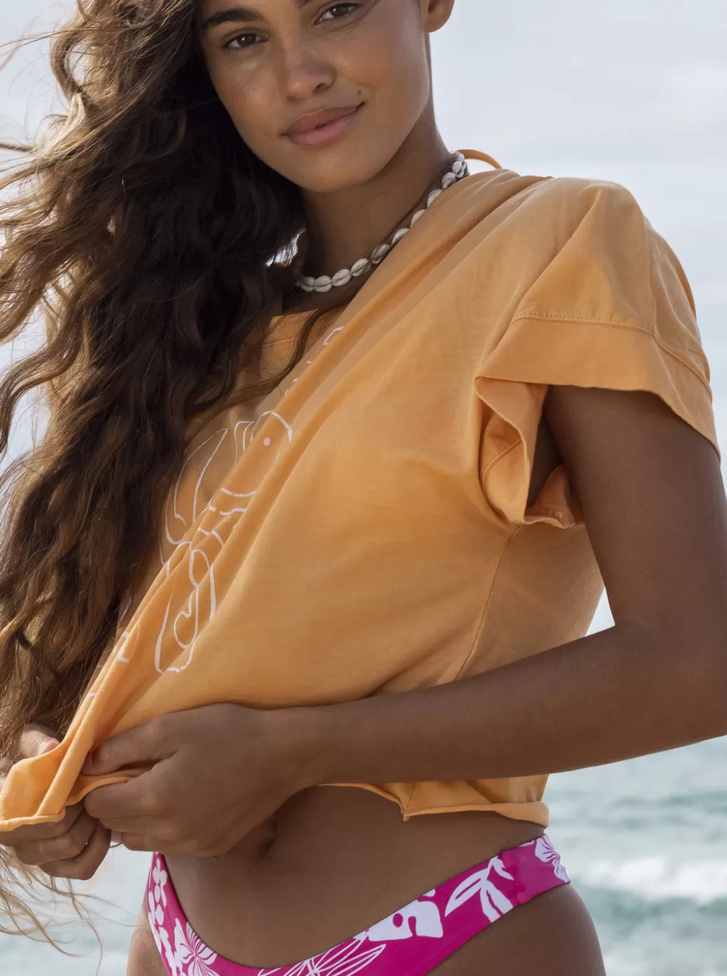 Tees & Tanks | WOMEN ROXY Sunny Smiles T-Shirt Mock Orange