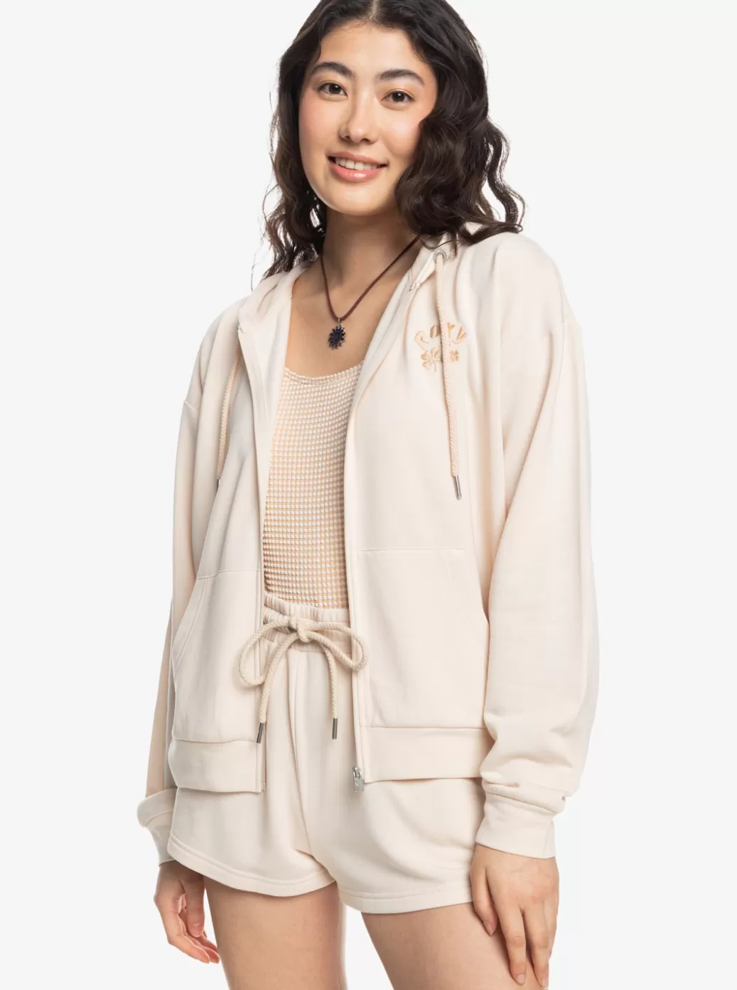 Loungewear | Fleece & Hoodies | WOMEN ROXY Surfing By Daylight Full Zip A Zip-Up Sweatshirt Tapioca