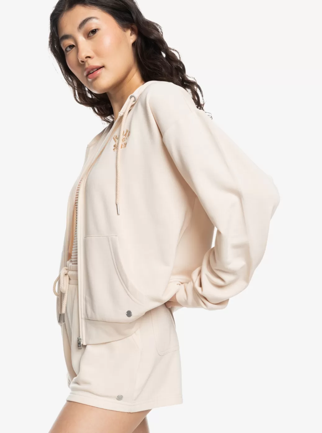 Loungewear | Fleece & Hoodies | WOMEN ROXY Surfing By Daylight Full Zip A Zip-Up Sweatshirt Tapioca
