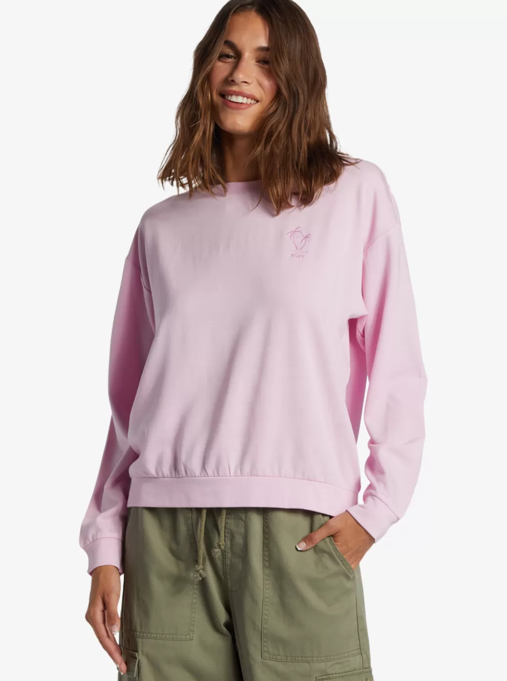 Loungewear | Fleece & Hoodies | WOMEN ROXY Surfing By Moonlight Crew Neck Sweatshirt Pirouette