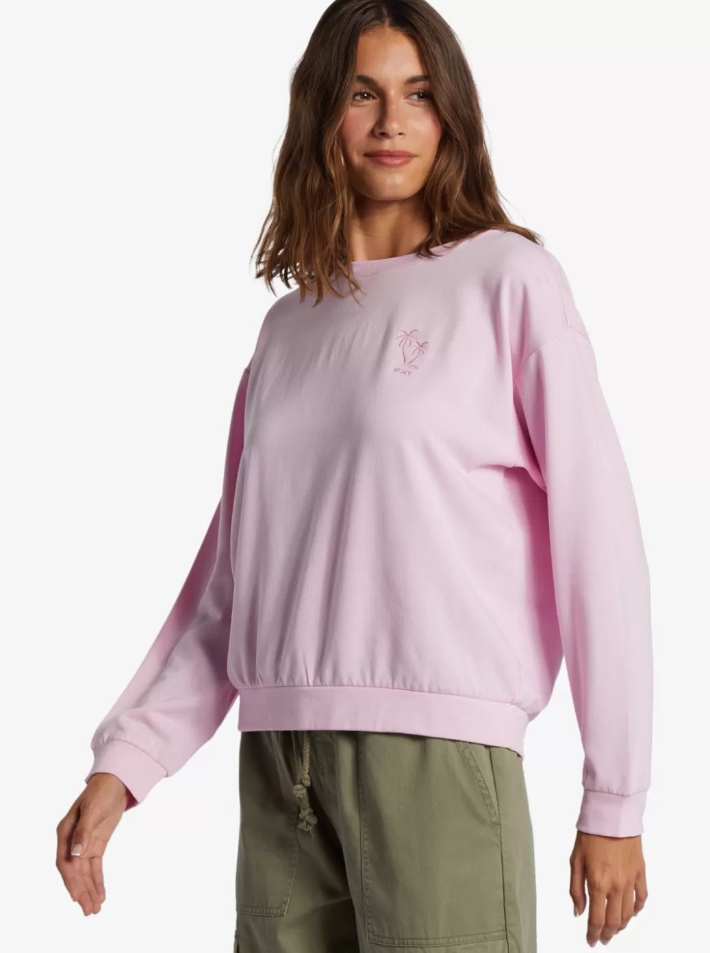 Loungewear | Fleece & Hoodies | WOMEN ROXY Surfing By Moonlight Crew Neck Sweatshirt Pirouette
