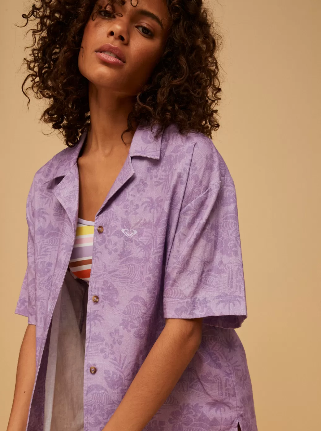 ROXY x Kate Bosworth | Tops | WOMEN ROXY Surf.Kind.Kate. Short Sleeve Shirt Purple Rose Surf Friends