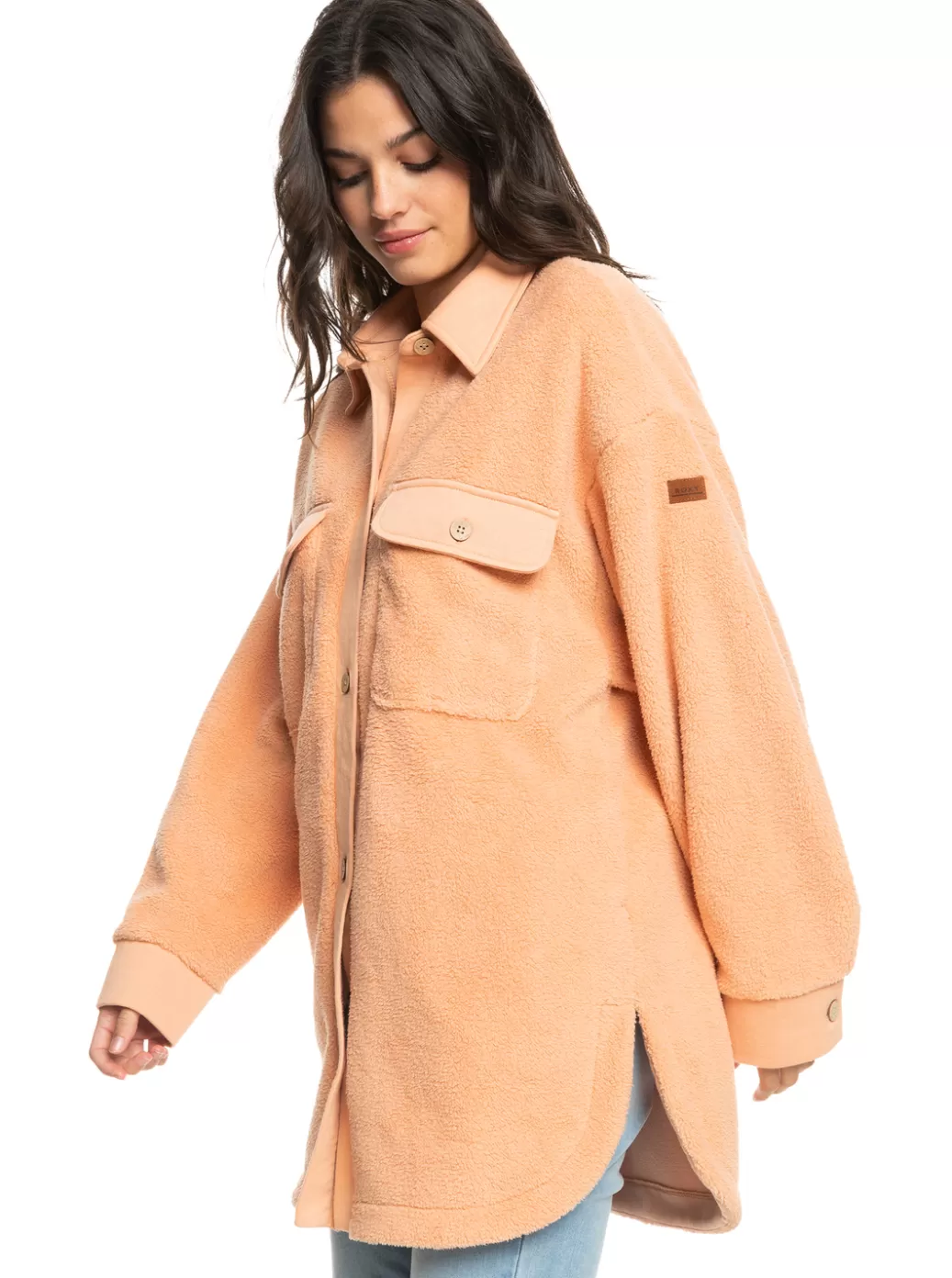 Sweaters | Jackets | Fleece & Hoodies | WOMEN ROXY Switch Up Sherpa Fleece Overshirt Dusty Coral