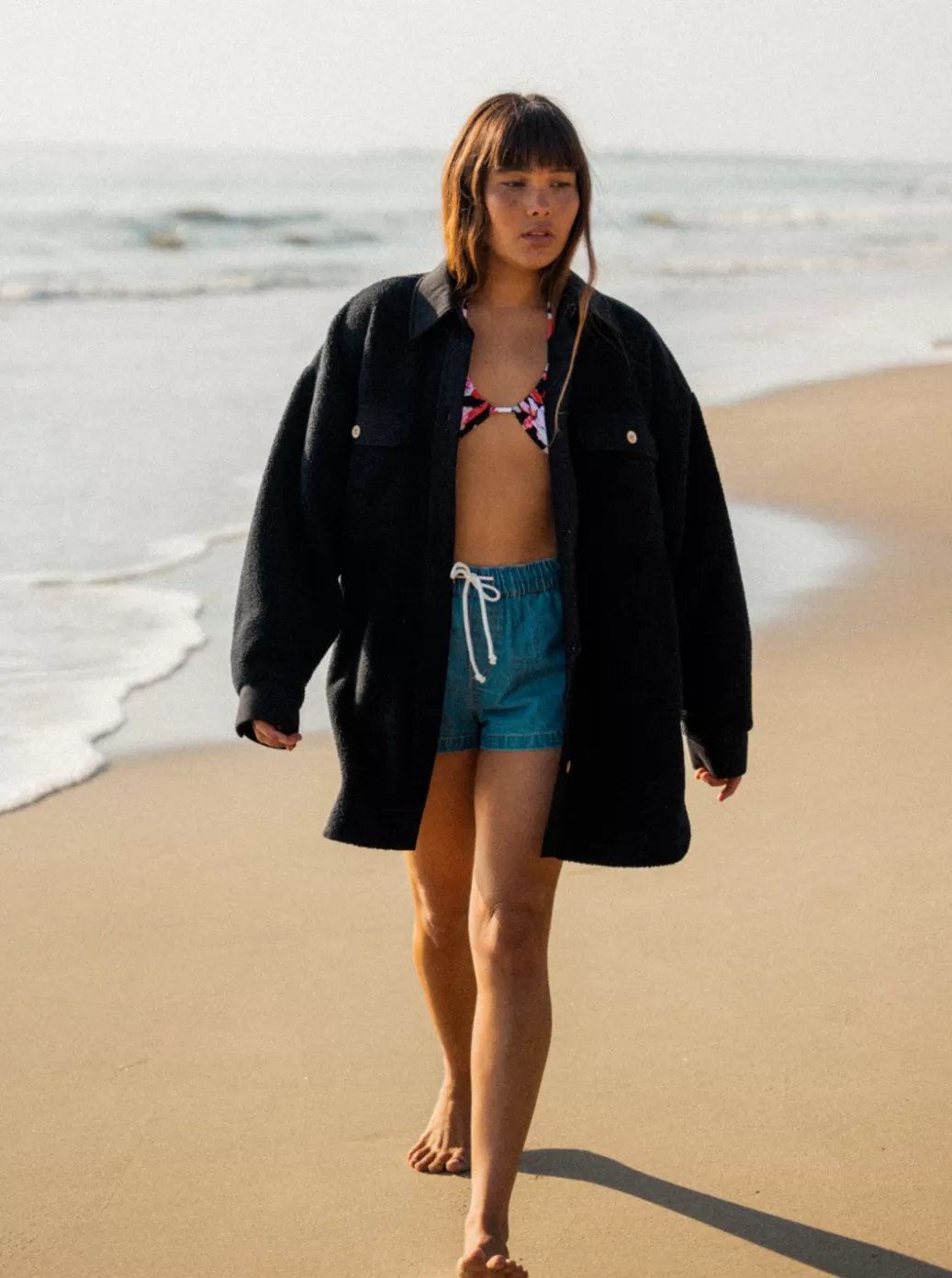 Sweaters | Jackets | Fleece & Hoodies | WOMEN ROXY Switch Up Sherpa Fleece Overshirt Anthracite