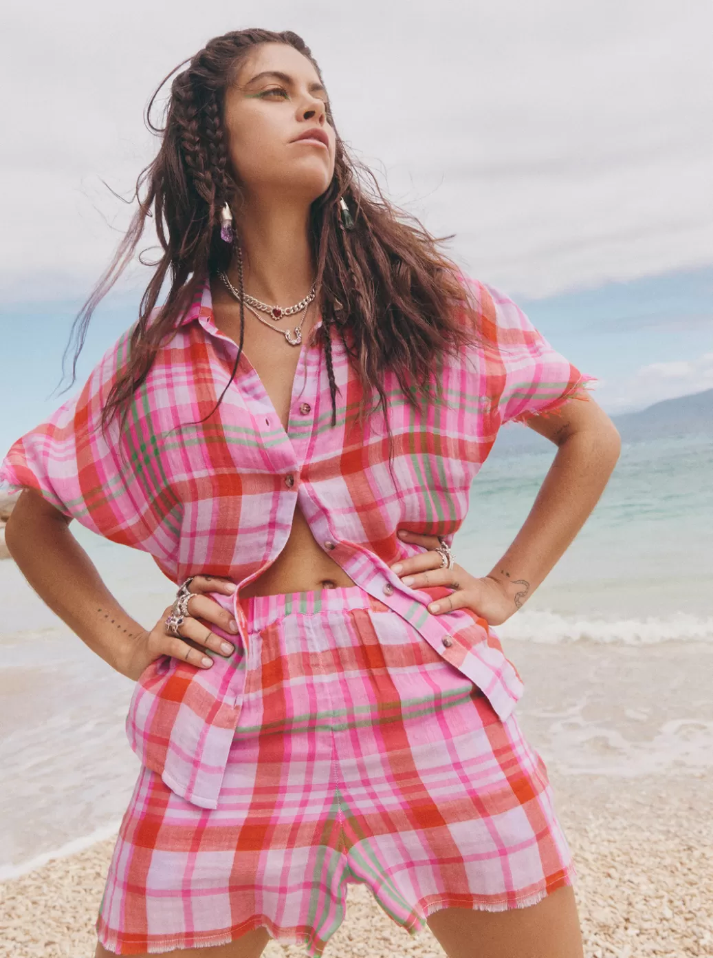 Shorts | WOMEN ROXY Tartan Times Shorts Tartan Times Mimis Lilac