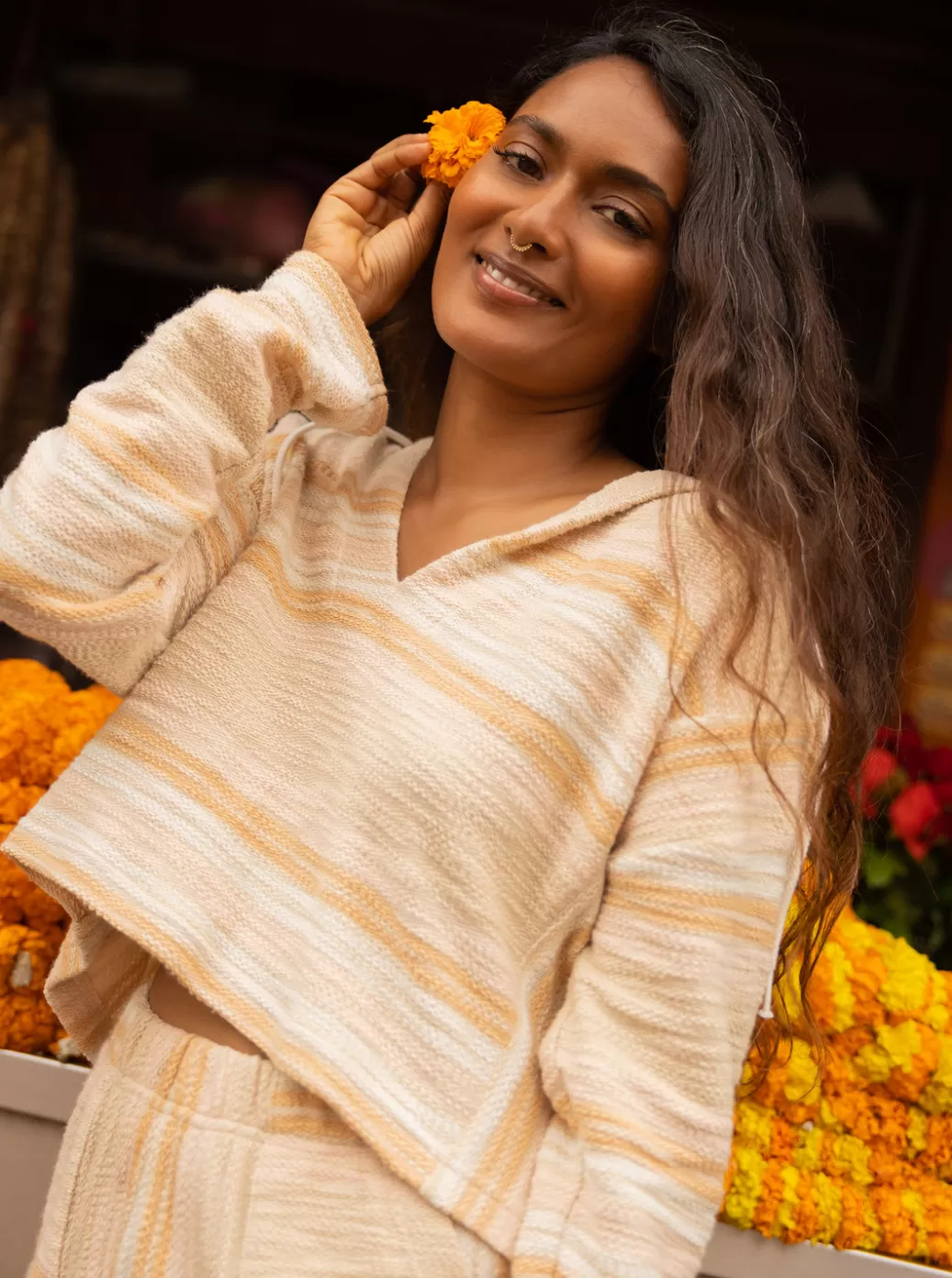 Loungewear | Sweaters | Fleece & Hoodies | WOMEN ROXY Todos Santos Poncho Style Hoodie Bonzer Stripe Tapioca