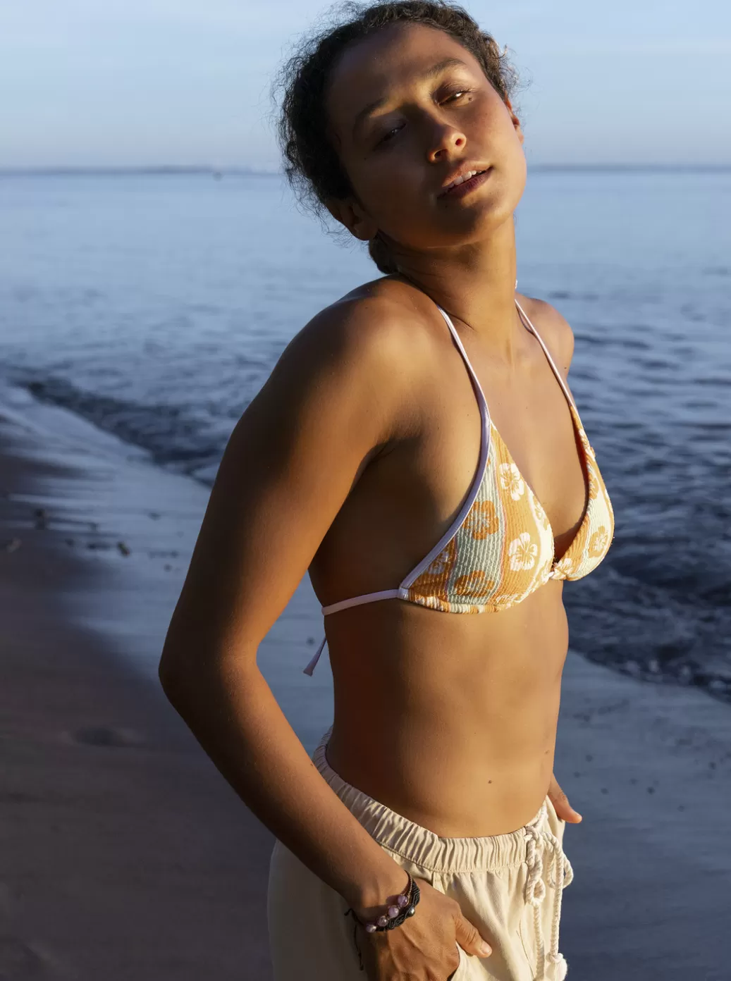 Bikini Tops | Bikinis | WOMEN ROXY Wavy Babe Tiki Tri Bikini Top Ambroisia Wave Babe Small