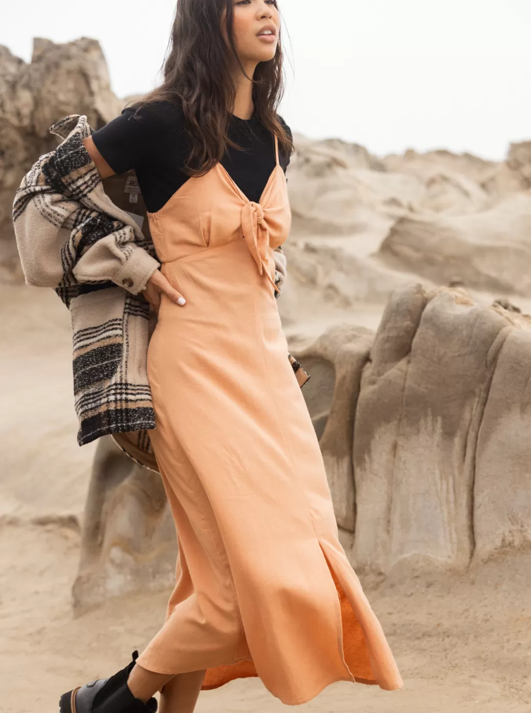 Dresses | WOMEN ROXY Bittersweet Step Midi Dress Toasted Nut