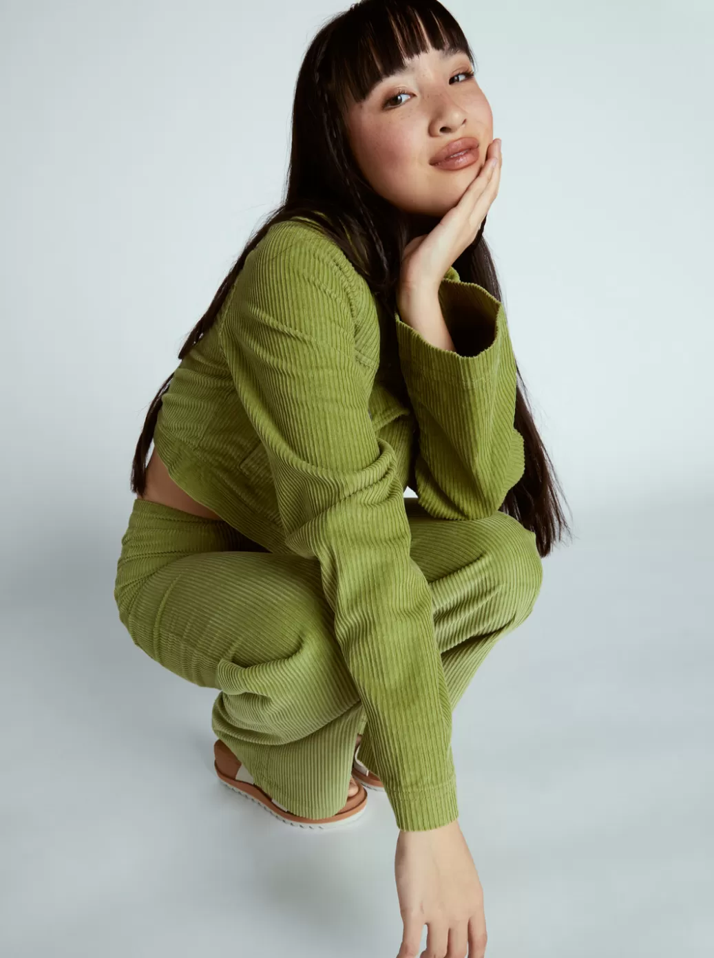 Chloe Kim | Jackets | Tops | WOMEN ROXY Chloe Kim Cropped Corduroy Jacket Woven Shirt Iguana