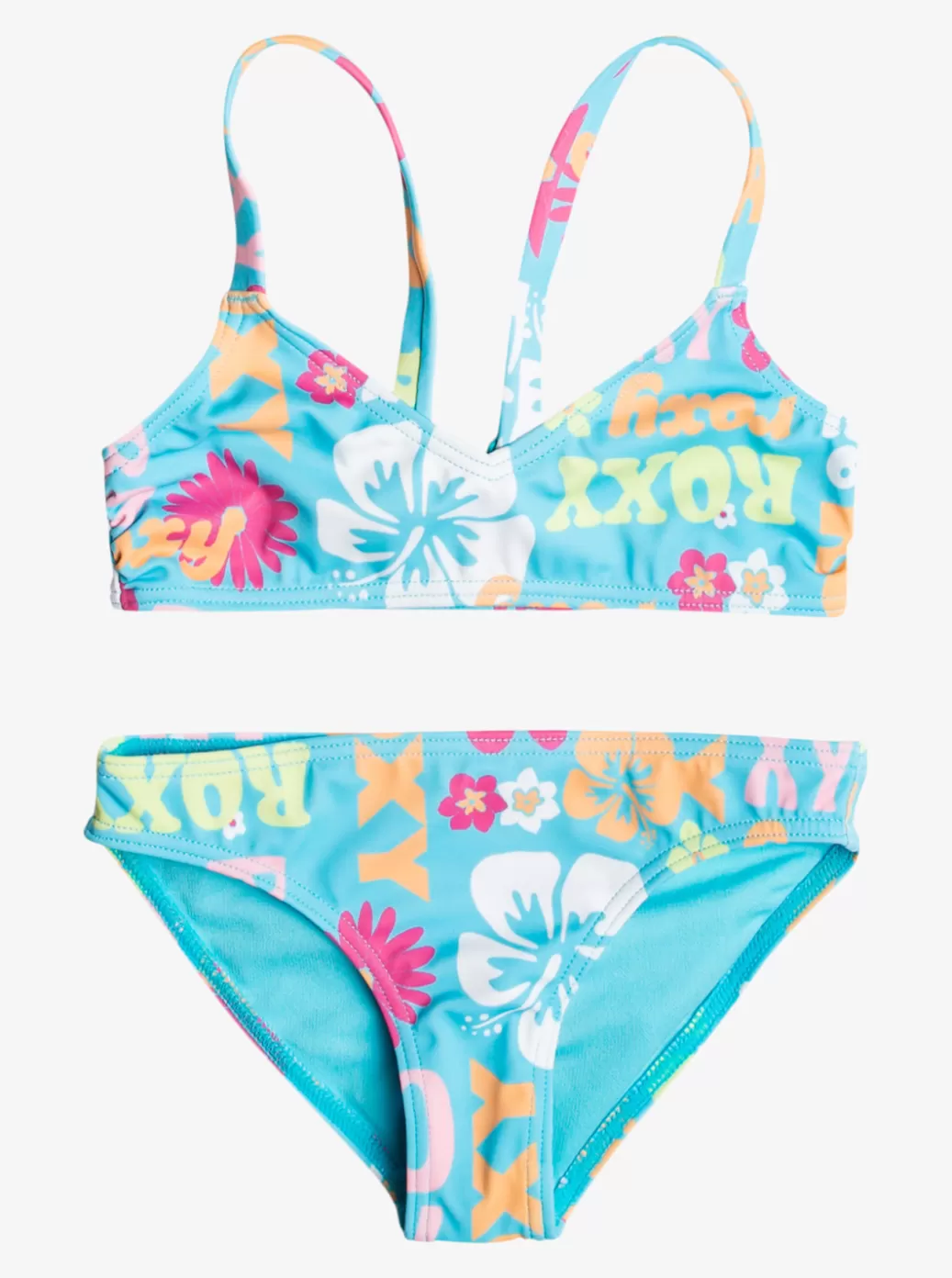 Swim | KIDS ROXY Girl's 4-16 Flower Vintage Power Two Piece Bralette Bikini Set For Girls Bachelor Button Groovy Girl