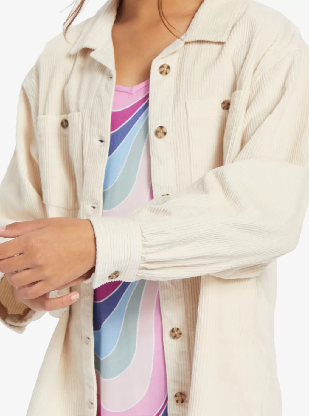 Tees & Tanks | KIDS ROXY Girls' 4-16 Something Beautiful Solid Oversized Corduroy Shirt Tapioca