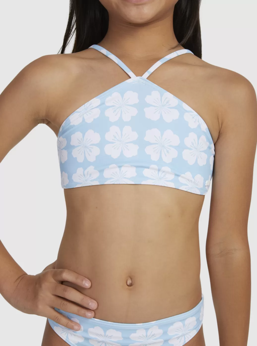 Swim | KIDS ROXY Girls' 7-16 Vacation Memories Two Piece Crop Top Bikini Set Clear Sky Clik