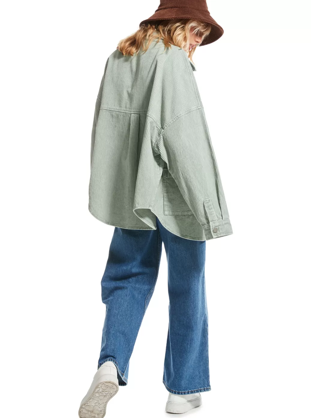 Jackets | WOMEN ROXY Kick Back Washed Corduroy Long Sleeve Shirt Blue Surf