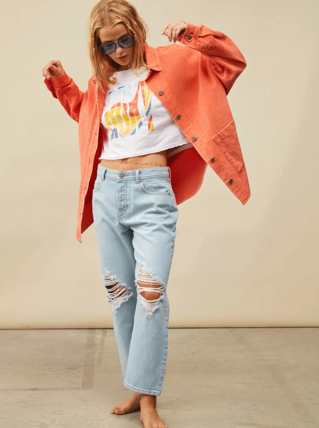Jackets | WOMEN ROXY Kick Back Washed Corduroy Long Sleeve Shirt Tigerlily