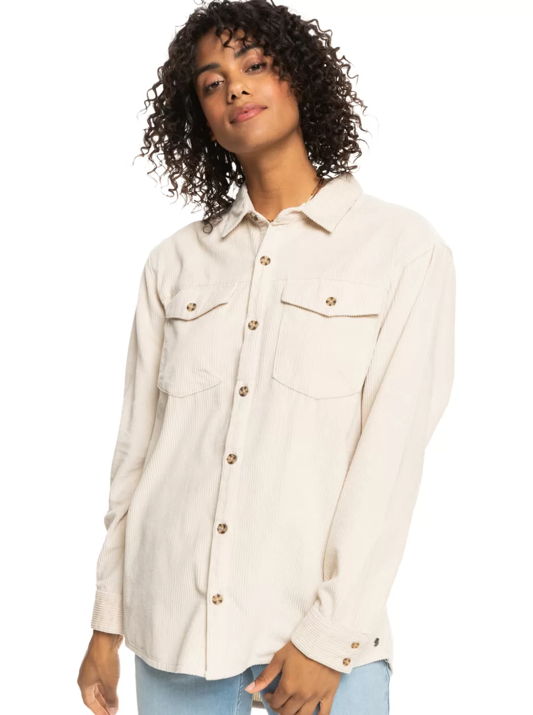 Jackets | WOMEN ROXY Let It Go Corduroy Long Sleeve Shirt Tapioca