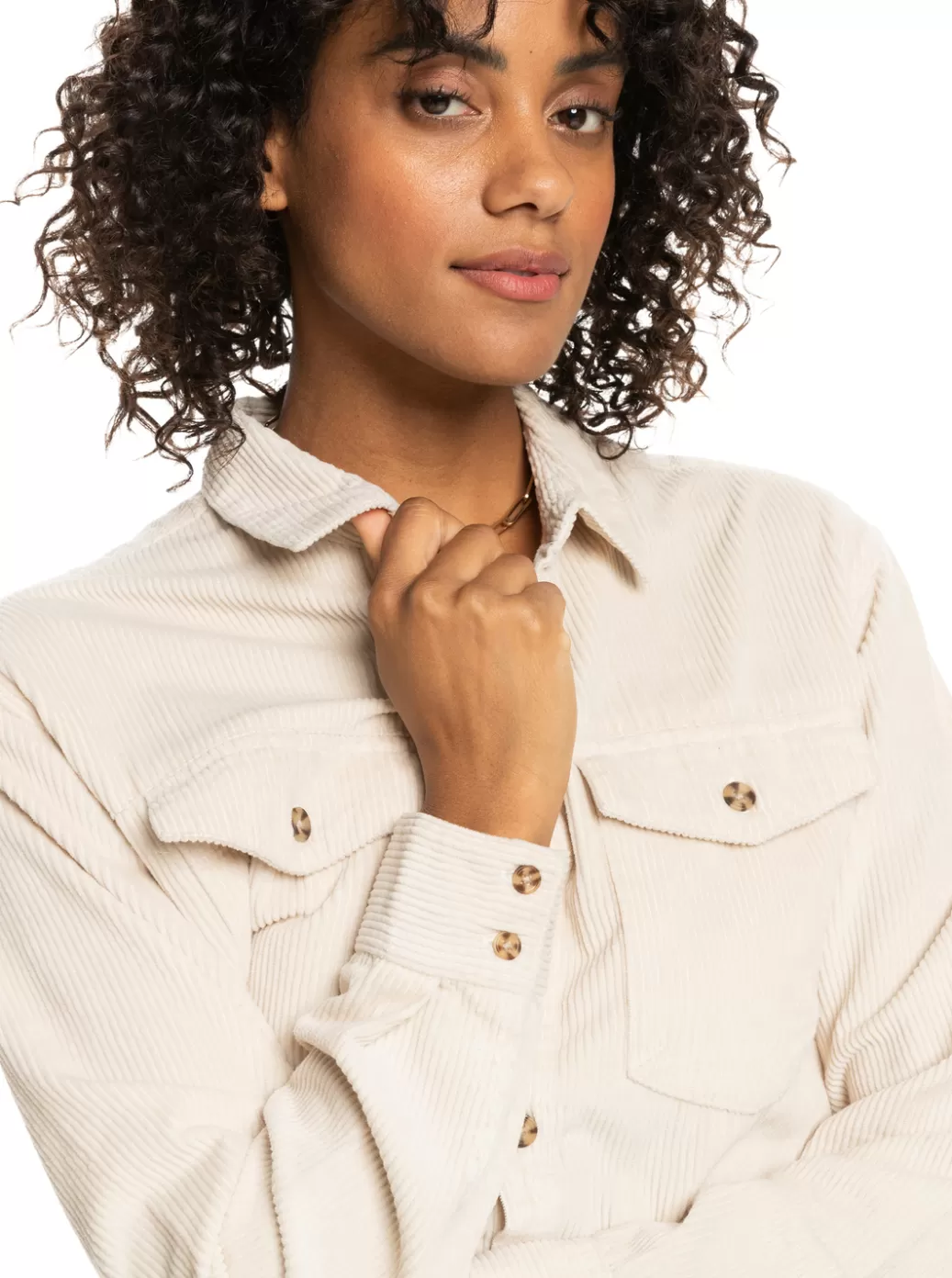 Jackets | WOMEN ROXY Let It Go Corduroy Long Sleeve Shirt Tapioca