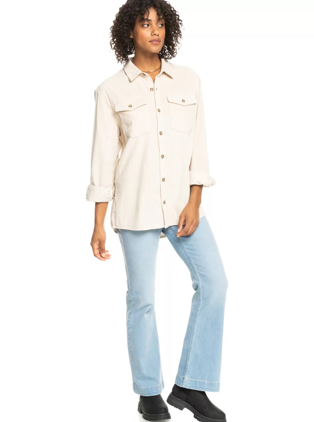 Jackets | WOMEN ROXY Let It Go Corduroy Long Sleeve Shirt Tapioca