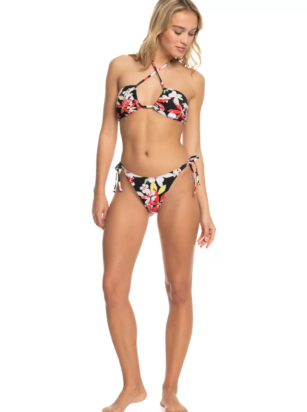 Bikini Bottoms | Bikinis | WOMEN ROXY Pants Beach Classics Tie Side High Leg Cheeky Bikini Bottoms Anthracite New Life